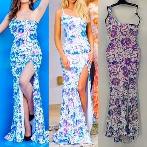 Jovani 08256 Floral Sequin One Shoulder Dress Prom Gown Size 00